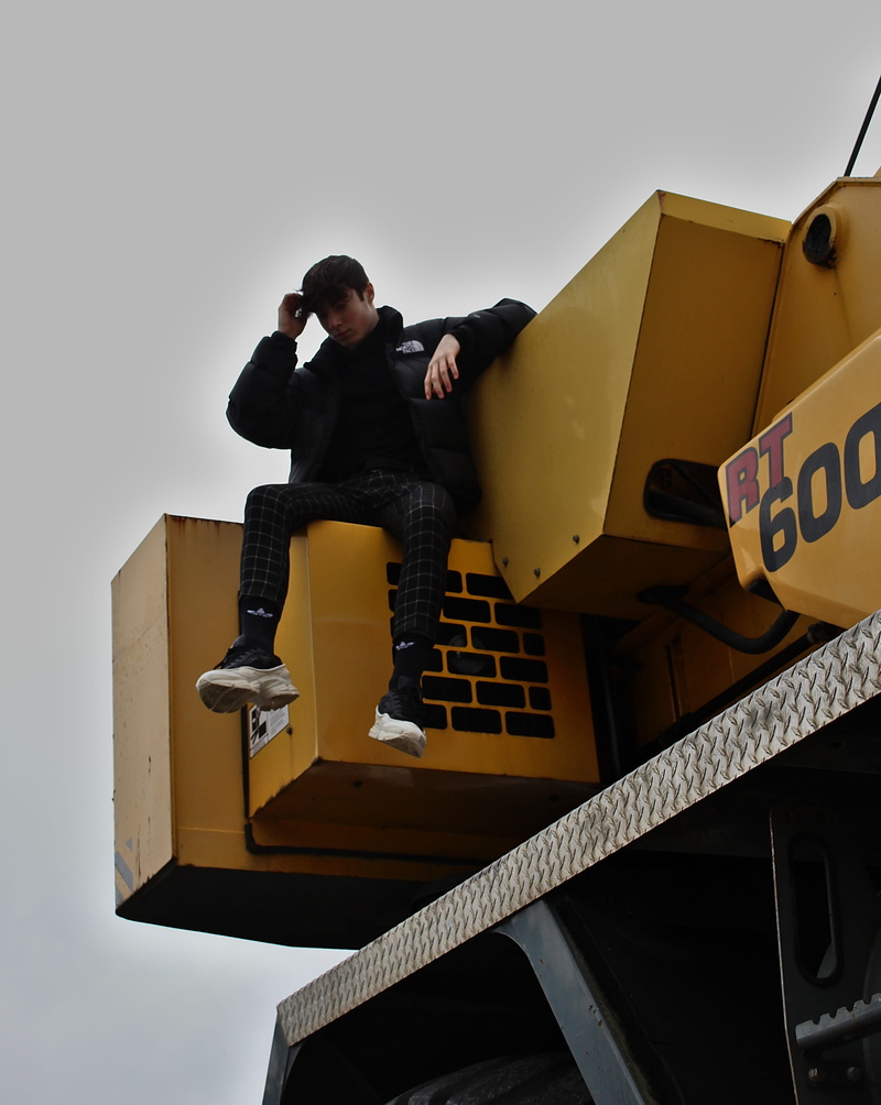 person, hardhat, yellow, business person, helmet, plywood, photography, males, lifestyles, built structure, handrail, text, indoors, wood, real people