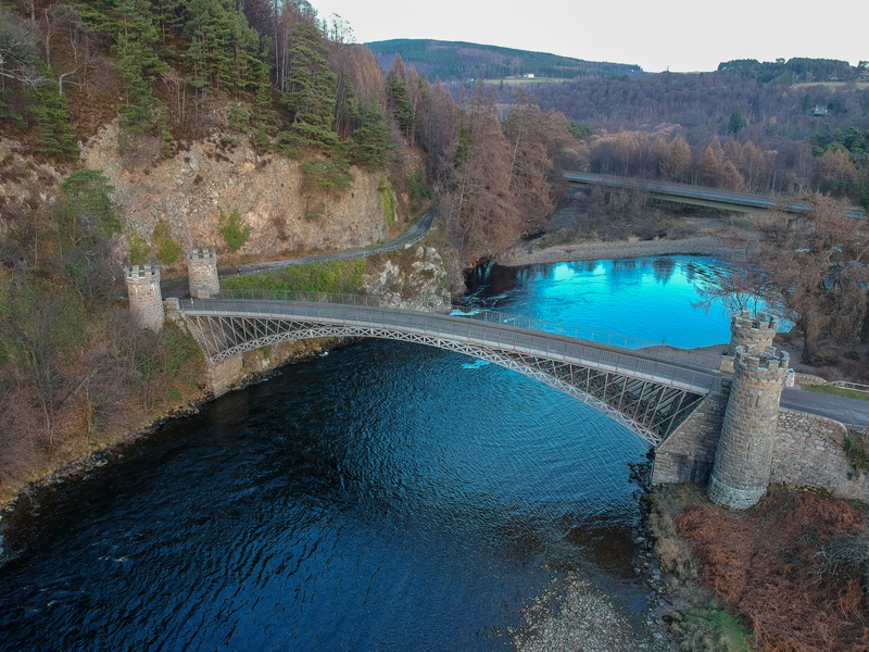 tranquility, plant, ditch, tranquil scene, cliff, bridge, dam, built structure, slope, nature, dronephotography, scenics - nature, high angle view, aberlour