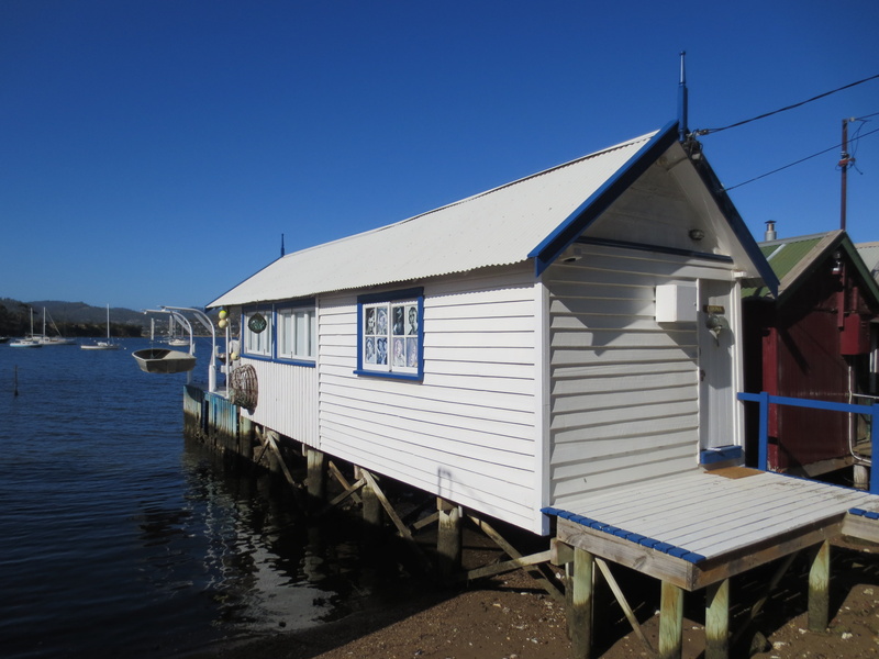 landmark, sunlight, house, built structure, day, no people, blue, 4K, transportation, stilt house, boat shed, historical, hobart, boathouse, clear sky