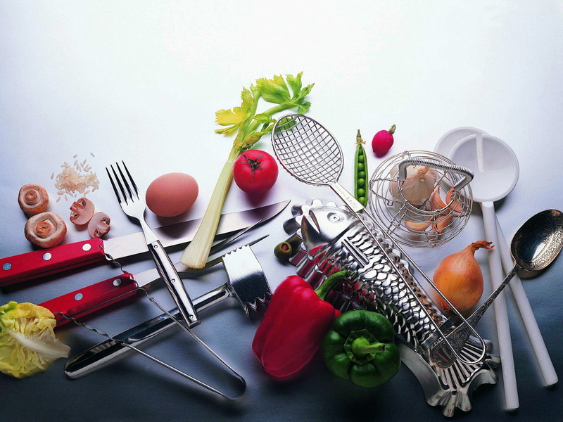 high angle view, kitchen utensil, fork, utensils, spatula, preparation, table, gray, freshness, no people, wellbeing, studio shot, choice, grill, 720P