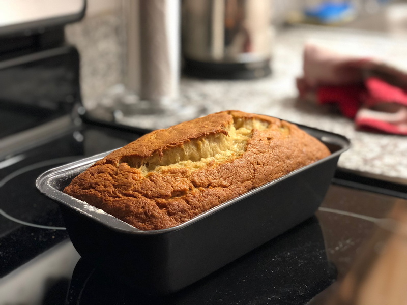 tray, cake, unhealthy eating, dessert, appliance, oven, sweet, sweet food, indoors, indulgence, close-up, preparation, baking sheet, banana bread, freshness