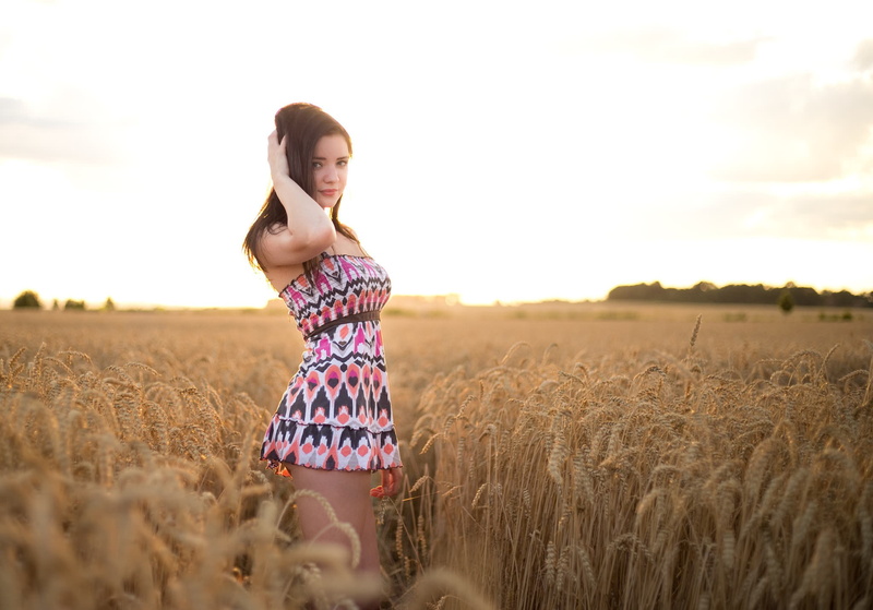 field, hands, women, wheat, hair, hands in hair, outdoors, model, 1080P, dress