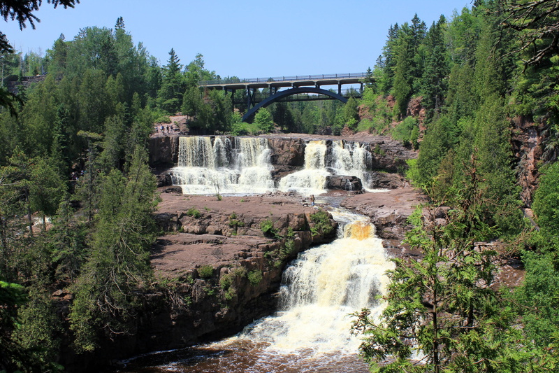 gooseberry falls, built structure, falls, long exposure, flowing water, river, usa, no people, flowing, beauty in nature, 1080P, tree, minnesota, arch bridge