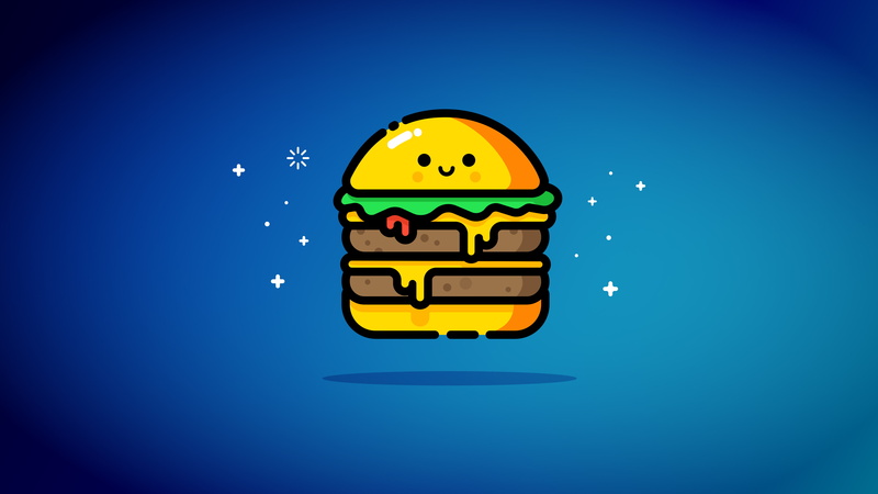 people, colored background, indoors, nature, excitement, close-up, digital composite, happiness, blue background, humor, fun, Cheeseburger, Blue, emotion