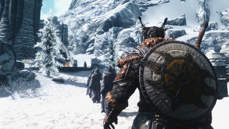 day, real people, winter, the elder scrolls v skyrim khajiit, snow, animal wildlife, outdoors, 720P, clothing, tree, one person, warm clothing, scenics - nature