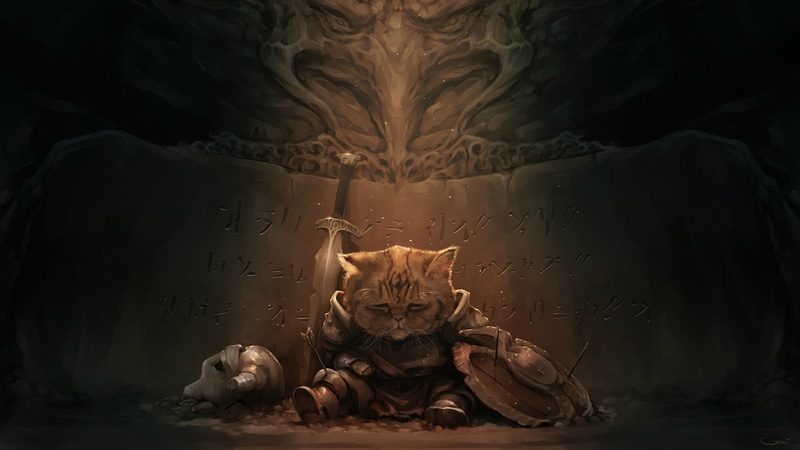 The Elder Scrolls V: Skyrim, artwork, cat, Geers_Art, Darren Geers, video games, 1080P