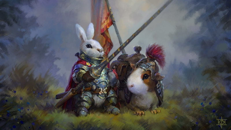 rabbits, guinea pigs, knight, 1080P