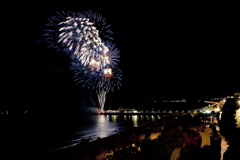 building exterior, built structure, reflection, no people, city, long exposure, firework display, pier, event, arts culture and entertainment, bournemouth