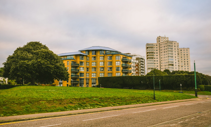 day, office building exterior, green color, nature, apartment, building, road, tree, modern, building exterior, skyscraper, transportation, sky, built structure