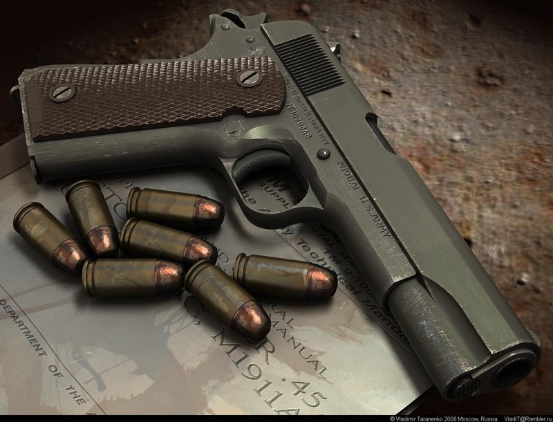 violence, gun, warning sign, 720P, communication, leather, ammunition, security, handgun, risk, crime, still life, arma, high angle view, weapon, table