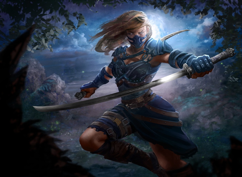 leaves, character, trees, three quarter length, women, human arm, young adult, weapon, enjoyment, art, weapons, leisure activity, 1080P, fiction, water
