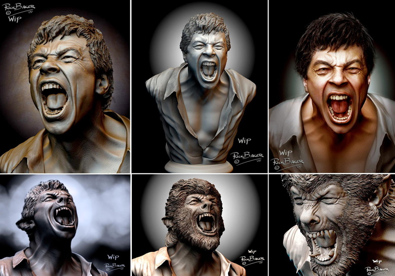 1080P, 3d and abstract, lykanthrop, transformation, illustration, rick baker, dual monitor, wolfman, werewolf, werwolf, 3d, dual screen