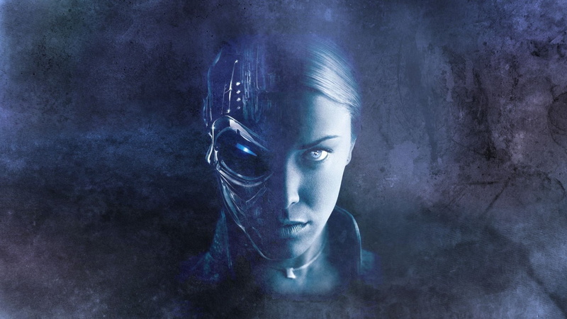 indoors, looking at camera, bizarre, textured effect, young adult, one person, mystery, front view, adult, movies terminator terminator 3 rise of the machines kristanna loken