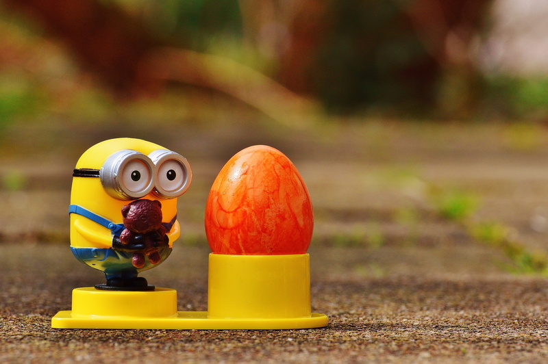 small, color, yellow, funny, easter egg, colorful eggs, egg, humor, egg cups, nature, happy easter, no people, colored, fun, metal, minion, toy, colorful