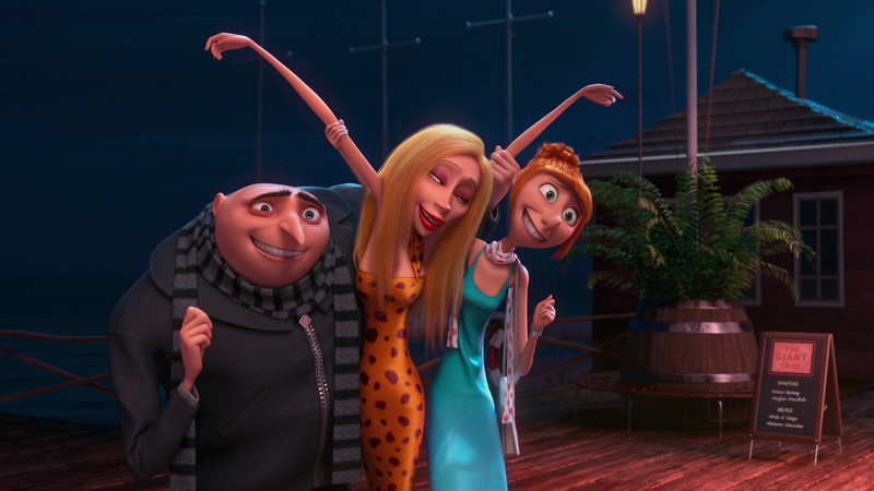Despicable Me 2, adult, human arm, looking at camera, women, beauty, beautiful woman, happiness, young adult, smiling, Gru (Despicable Me), night, friendship
