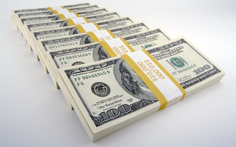 dollars, close-up, isolated, studio shot, white background, savings, us, indoors, high angle view, no People, wealth, bundles, stack, uSA, western script