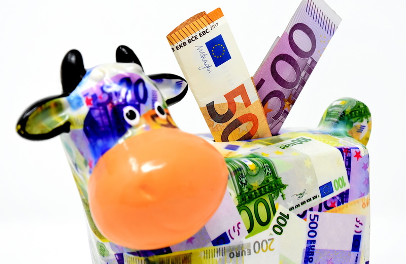 indoors, savings, economical, text, group of objects, medium group of objects, ceramic, currency, 500 euro, euro, business, save money, container, porcelain
