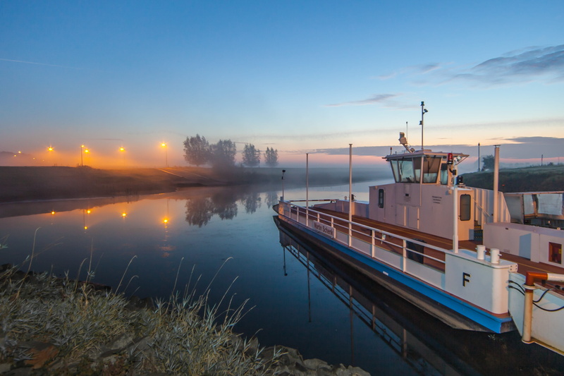rhine river, lights, give schanz, sky, transportation, old rhine, nautical vessel, ship, sunset, mode of transportation, nature, morning, cloud - sky, the district of kleve