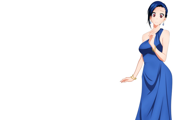 Dress, Red Eyes, Girl, 1080P, Blue Dress, Blue Hair, Earrings, Anime, Seishirou Tsugumi, Nisekoi