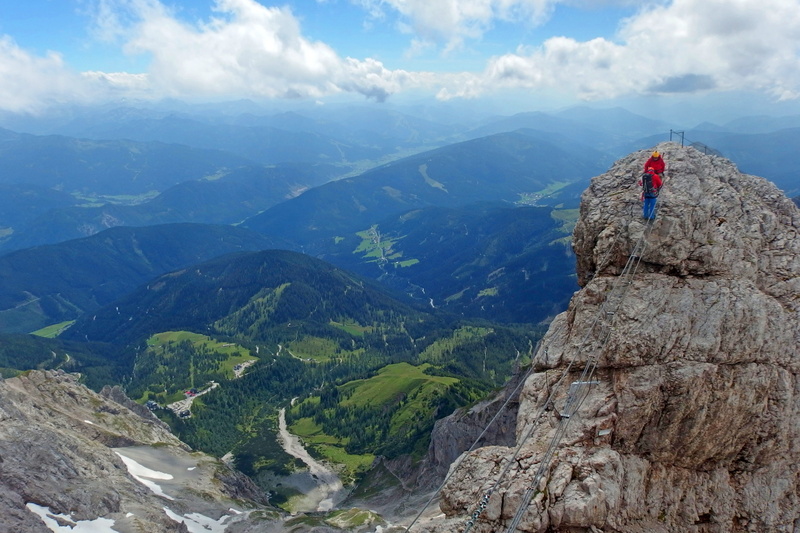 mountain, one person, landscape, extreme, austria, solid, rocks, tourism, nature, hiking, the alps, alpine, idyllic, tranquility, via iron port, mountain range