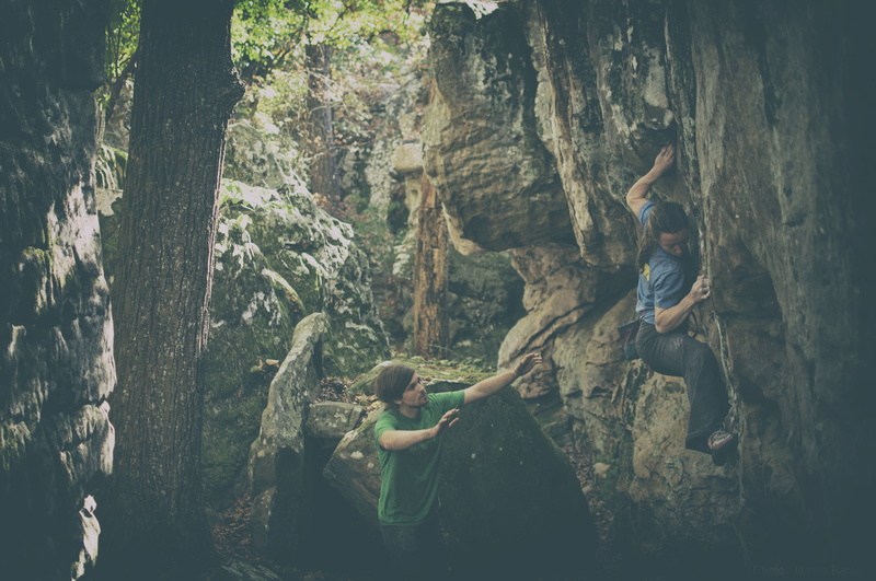 two, man, climb, rocks, real people, casual clothing, human arm, women, tree trunk, young adult, rock - object, beauty in nature, land, rock climbing, outdoors