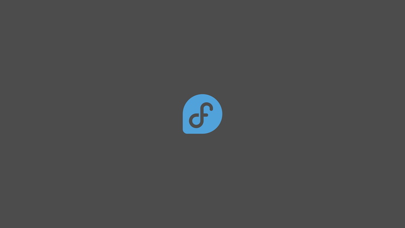 logo, simple background, minimalism, Fedora, 4K, Unix, Linux, gray background