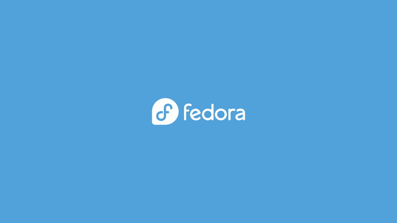 simple background, logo, Fedora, Linux, Unix, blue background, 4K, minimalism