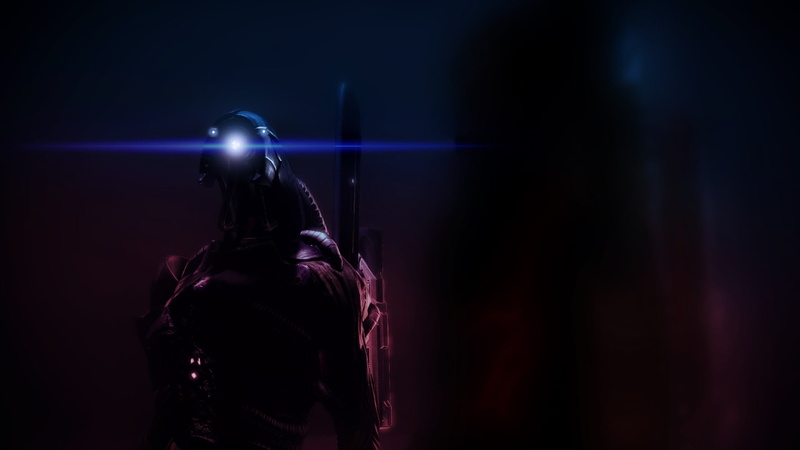 night, Legion, laser, lighting equipment, weapon, video games, Mass Effect, spotlight, adult, waist up, rear view, skill, dark, young adult, stage, unrecognizable person