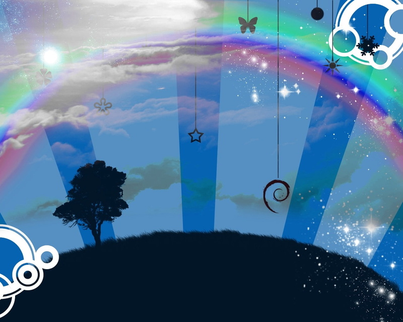 debian, linux, hd, logos, trees, technology, x, sunlight, Blue, art, Clouds, gnu, 720P