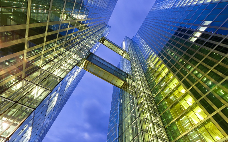 skies, architecture, refections, buildings, glass, 1080P, skyscrapers