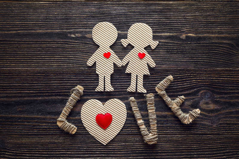 close-up, art and craft, card, wood, bandage, still life, valentine, decoration, couple, physical injury, heart shape, directly above, no people, human representation