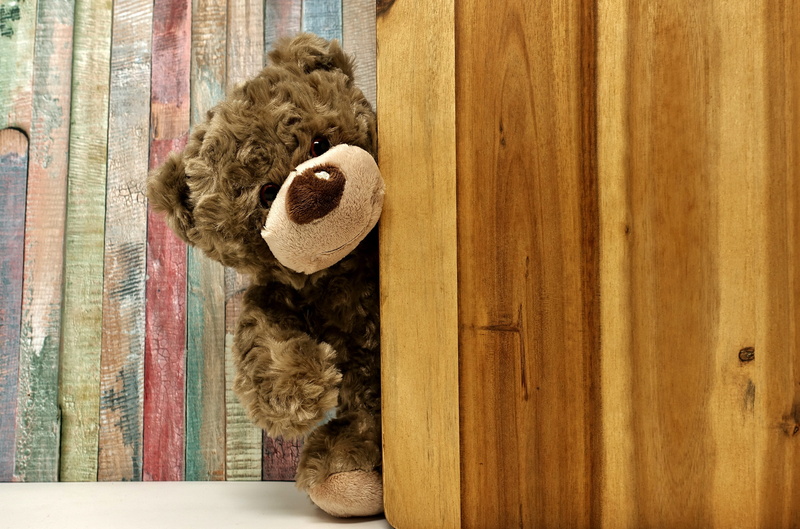cat, peeking, 4K, home interior, domestic animals, bears, furry teddy bear, toy, wooden, day, bear, domestic, representation, pets, teddy bear, animal themes