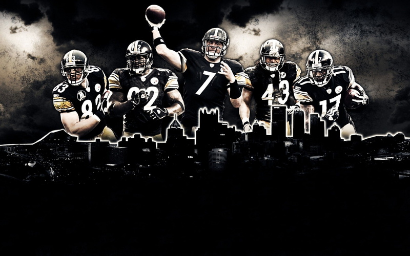 black background, steelers desktop, sports team, teamwork, 1080P, group of people, studio shot, males, cooperation, competition, american football player