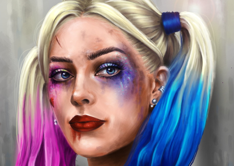 glamour, beauty Product, dyed Hair, make-up, paint, body paint, 1080P, portrait, Harley Quinn, stage Make-up, females, elegance, close-up, one Woman Only