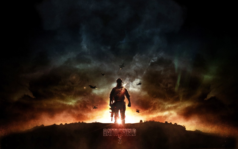 fighting, sky, 2K, space, nature, standing, mystery, conflict, architecture, video games battlefield 3 soldier machine gun, silhouette, dark, storm, night