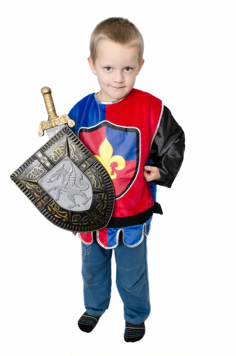 smiling, child, cut out, emotion, fun, baby, people, halloween, studio shot, white background, full length, toys, little one, knight, innocence, men, boys