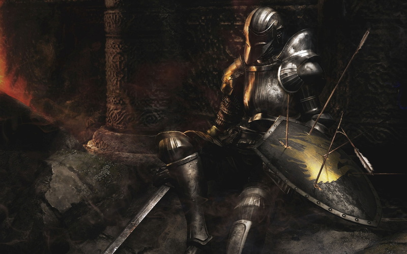 sword, knight - person, religion, gray, statue, shiled, indoors, knight, antique, ancient, 1080P, leather, painting, history, male likeness, black Color