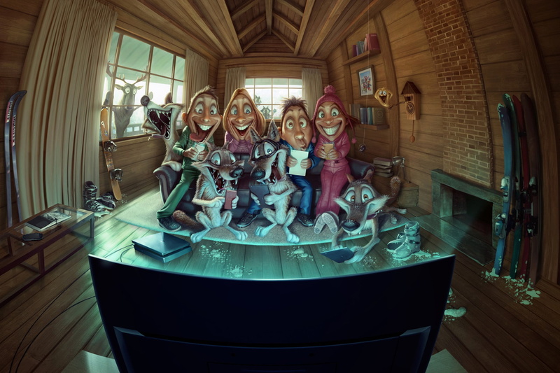 PlayStation, people, 1080P, wolf, artwork, Tiago Hoisel, TV