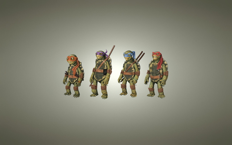 1080P, Teenage Mutant Ninja Turtles, female likeness, gesturing, creativity, art and craft, cooperation, Rafael, Leonardo, representation, colored background