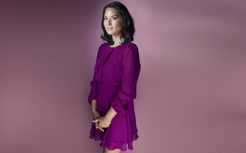 Actress, Purple Dress, 1080P, American, Actresses, Olivia Munn, Brunette