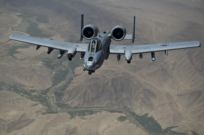 US Army, scenics - nature, plane, A-10 Thunderbolt II, aircraft, high angle view, no people, mountain range, U.S. Air Force, airplane, flying, outdoors