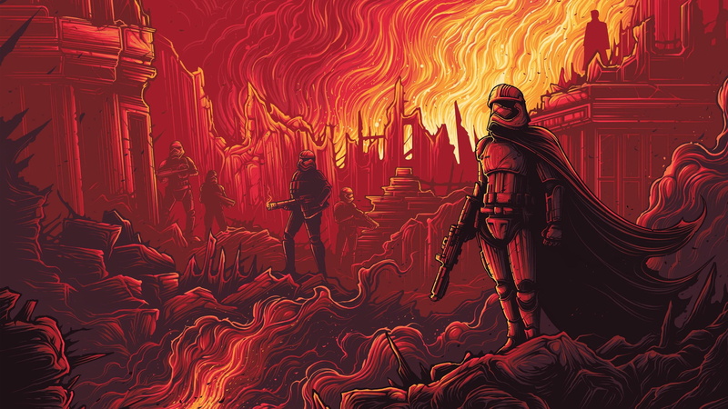 Jedi, 2K, cape, x wing, stormtrooper, digital art, Star Wars, tai fighter, Star Wars: The Force Awakens, fire