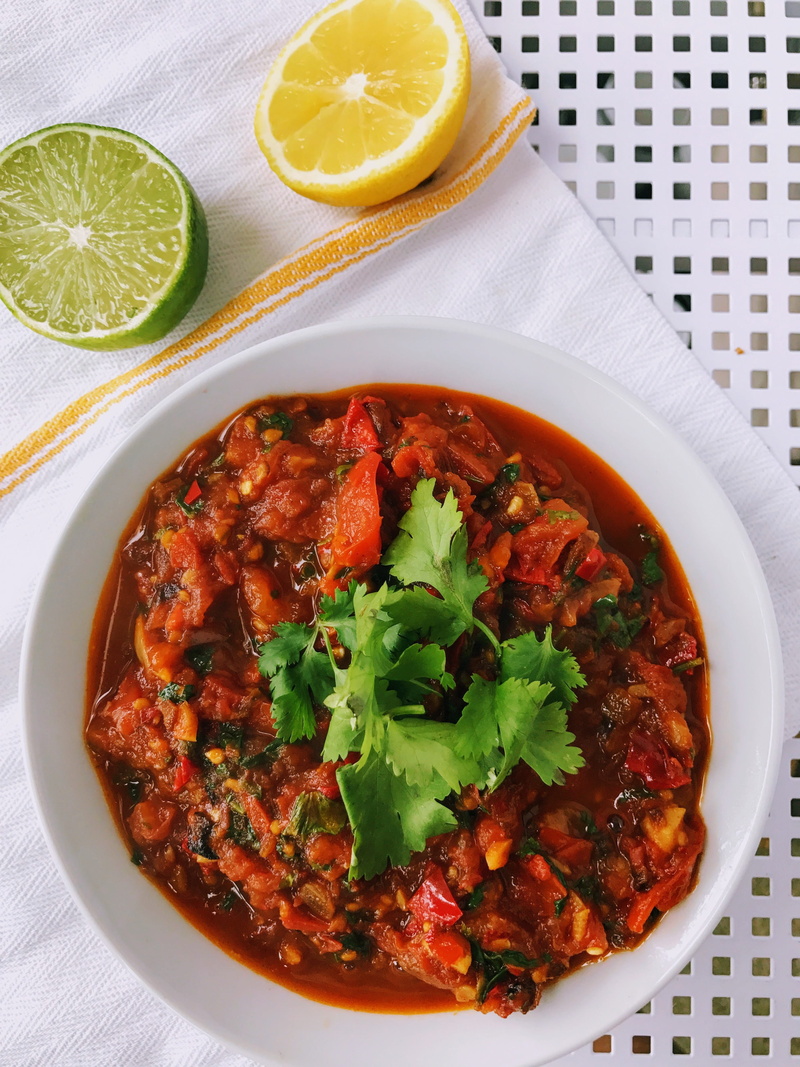 lemon, plate, high angle view, fruit, tomato, food, ready-to-eat, chili, wellbeing, pepper, close-up, table, herb, citrus fruit, garnish, no people, coriander