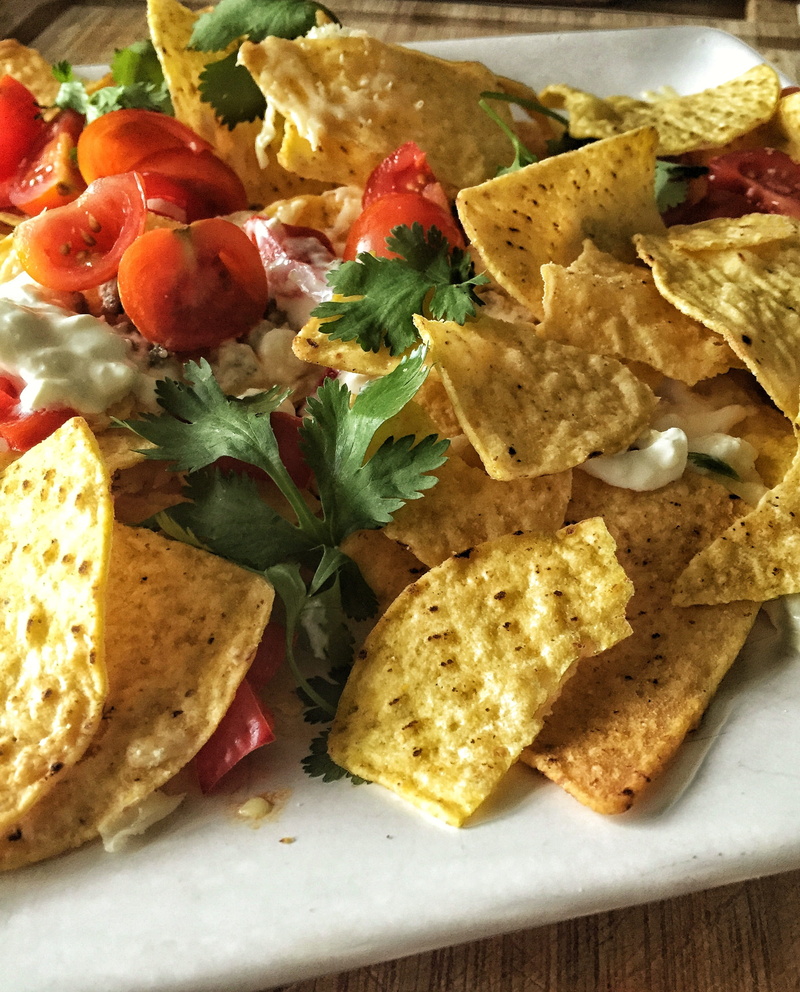 healthy eating, high angle view, fruit, herb, chopped, no people, gluten, indulgence, vegetable, garnish, bread, food, tomato, wellbeing, nachos, table