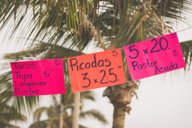 nature, paper, letrero, no people, coatzacoalcos, close-up, tree, hanging, tacos, script, mexico, pastor, text, picadas, asada, communication, western script