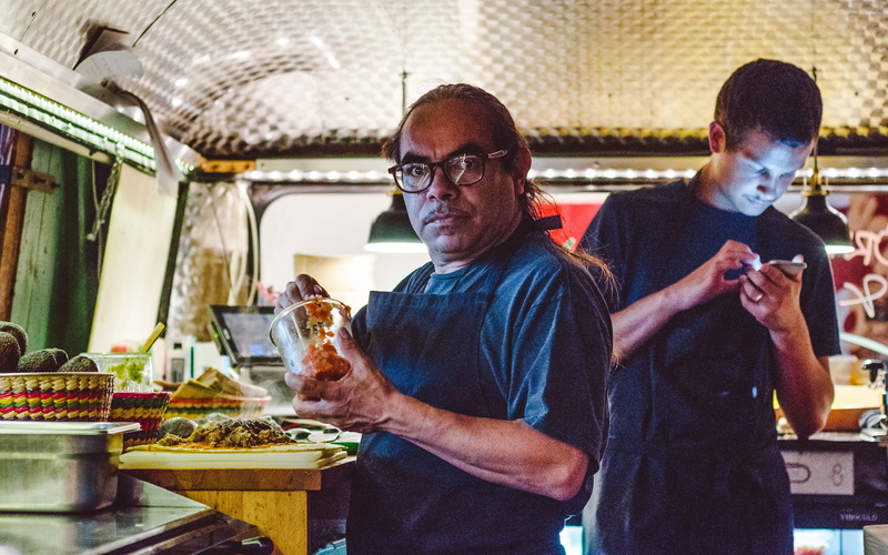 copenhagen, van, food and drink, food, holding, mature adult, glasses, chef, person, phone, street food, casual clothing, freshness, real people, glass