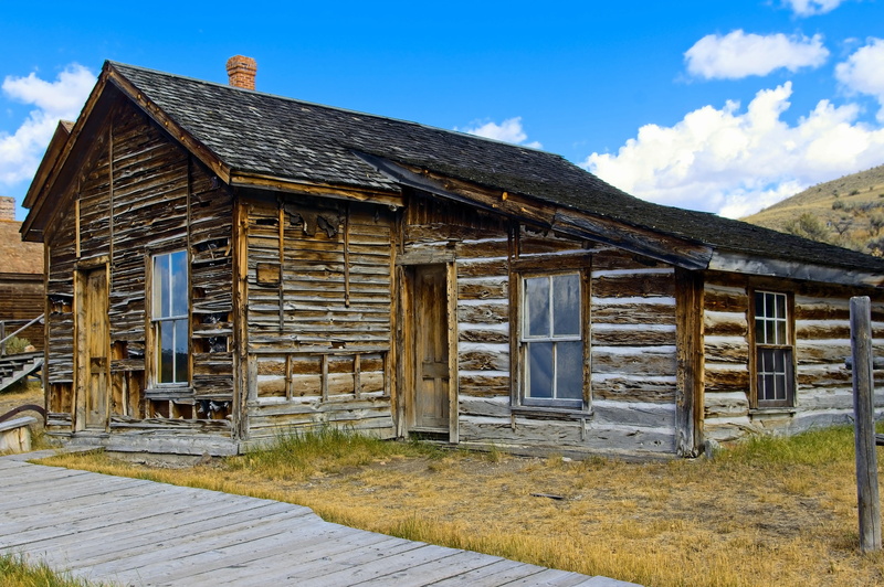 abandoned bannack home, aged, town, usa, ghost, run-down, sunlight, architecture, landscape, vintage, cloud - sky, built structure, day, montana, residential district