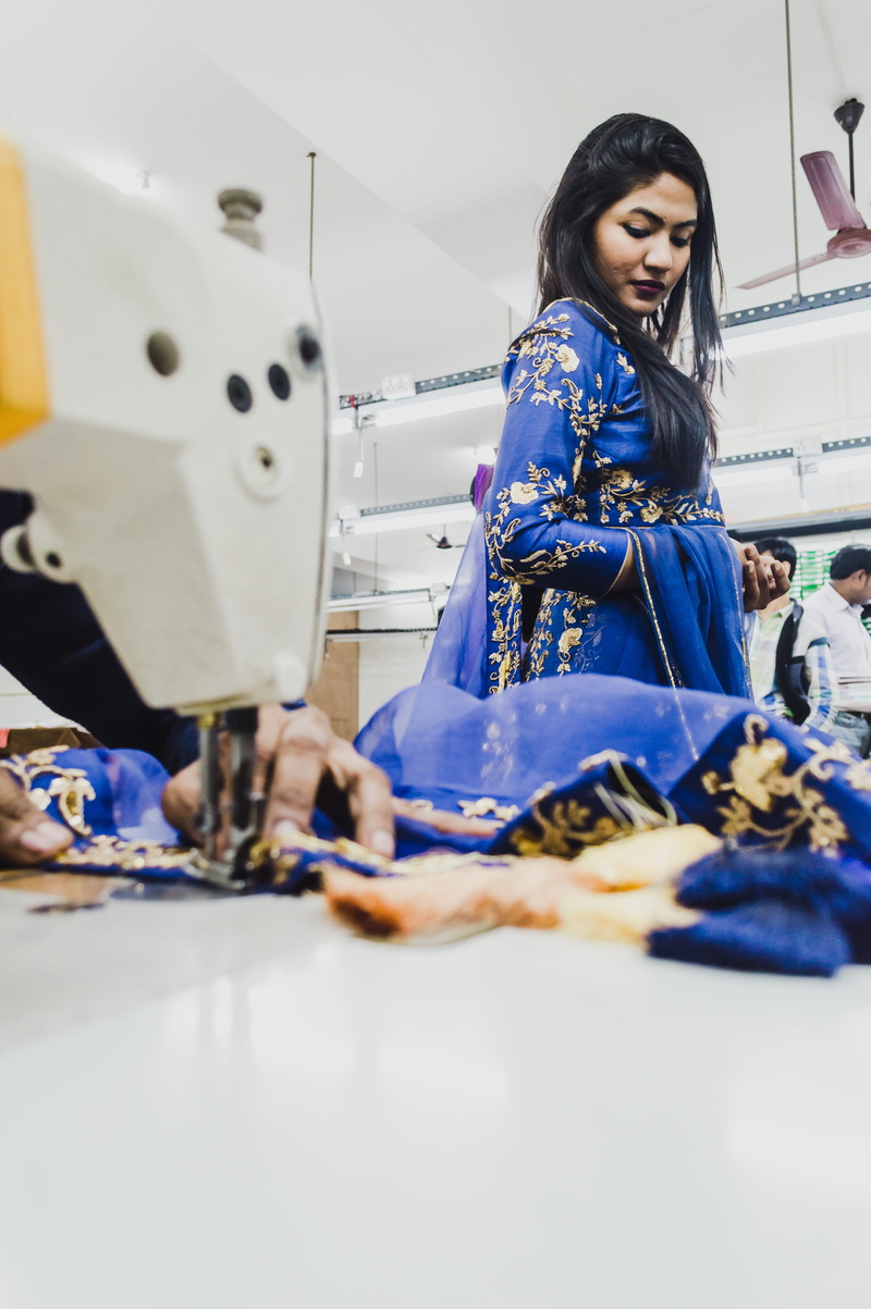 indoors, sari, lifestyles, apparel, front view, powerful, unique, success, hairstyle, lab, clinic, young adult, women, person, real people, dress, leisure activity