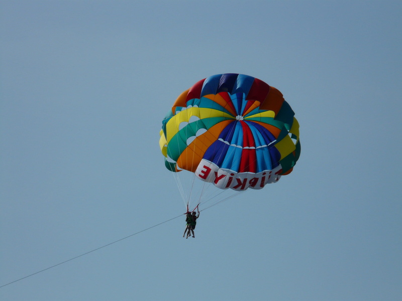 Parachuting, fly, multi colored, day, blue, action, clear sky, nature, human, men, 2K, real people, color, parachute, transportation, sky, sports And Fitness