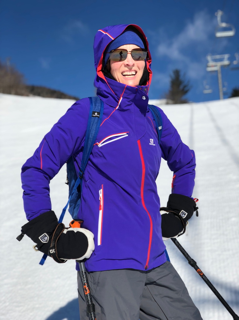 skiing, leisure activity, smiling, success, powerful, skimo, sport, lifestyles, wilmington, mountain, looking at camera, winter, one person, three quarter length